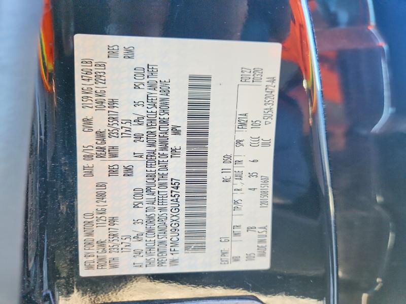 2016 Ford Escape მანქანა იყიდება აუქციონზე, vin: 1FMCU9GXXGUA57457, აუქციონის ნომერი: 54942876