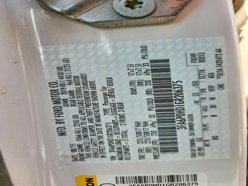 Продажа на аукционе авто 2016 Ford Fusion, vin: 3FA6P0HD1GR206375, номер лота: 53774716