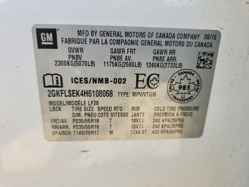 50709026 :رقم المزاد ، 2GKFLSEK4H6108068 vin ، 2017 Gmc Terrain مزاد بيع