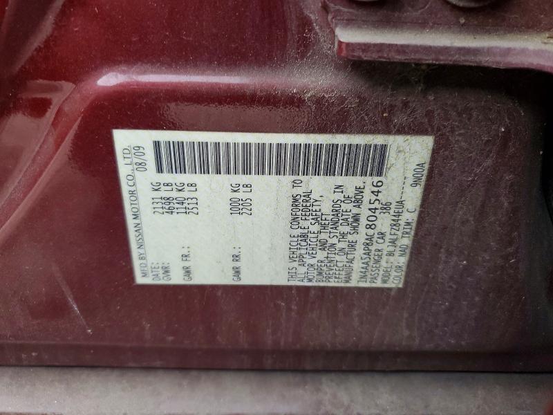 Продажа на аукционе авто 2010 Nissan Maxima, vin: 1N4AA5AP8AC804546, номер лота: 55109036