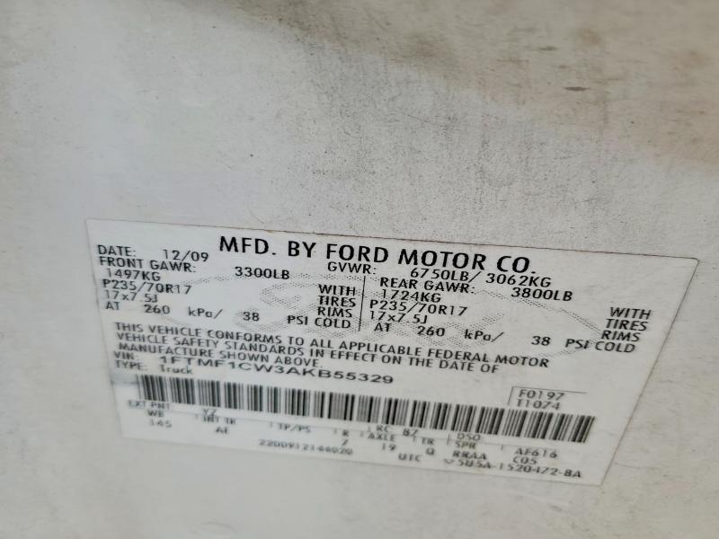 2010 Ford F150 მანქანა იყიდება აუქციონზე, vin: 1FTMF1CW3AKB55329, აუქციონის ნომერი: 52468596