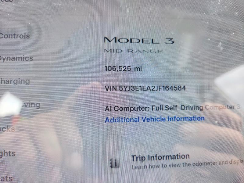 2018 Tesla Model 3 მანქანა იყიდება აუქციონზე, vin: 5YJ3E1EA2JF164584, აუქციონის ნომერი: 53837156