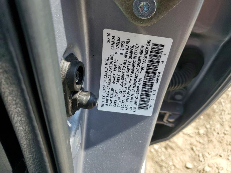 52886866 :رقم المزاد ، 2HGFC2F59GH553706 vin ، 2016 Honda Civic مزاد بيع