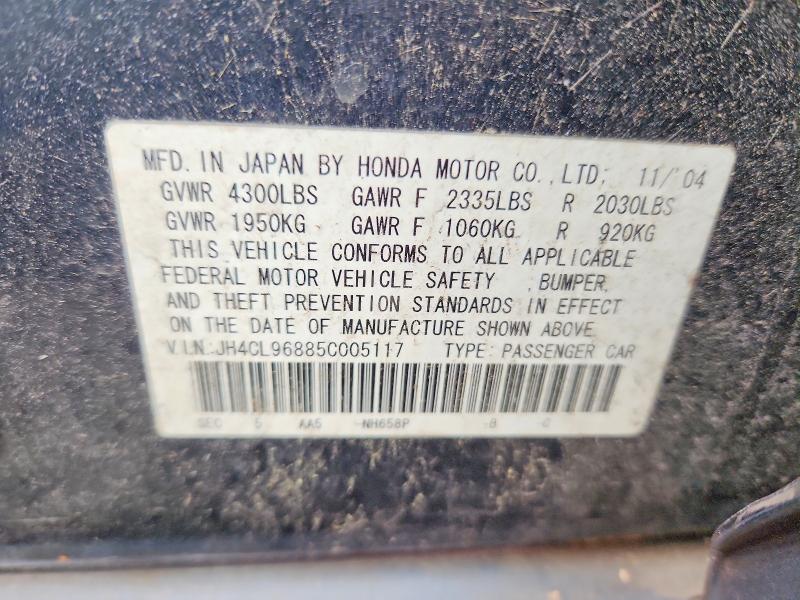 54961866 :رقم المزاد ، JH4CL96885C005117 vin ، 2005 Acura Tsx مزاد بيع
