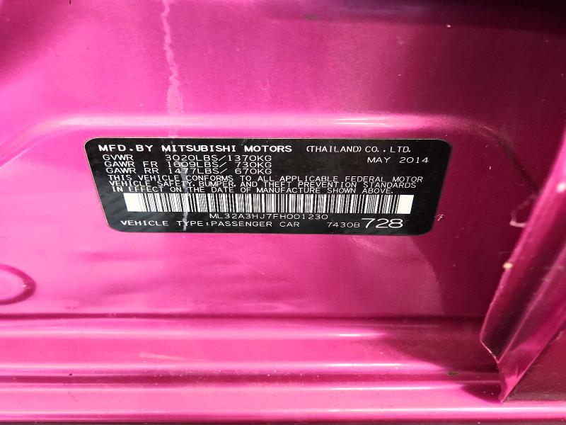 52551846 :رقم المزاد ، ML32A3HJ7FH001230 vin ، 2015 Mitsubishi Mirage مزاد بيع