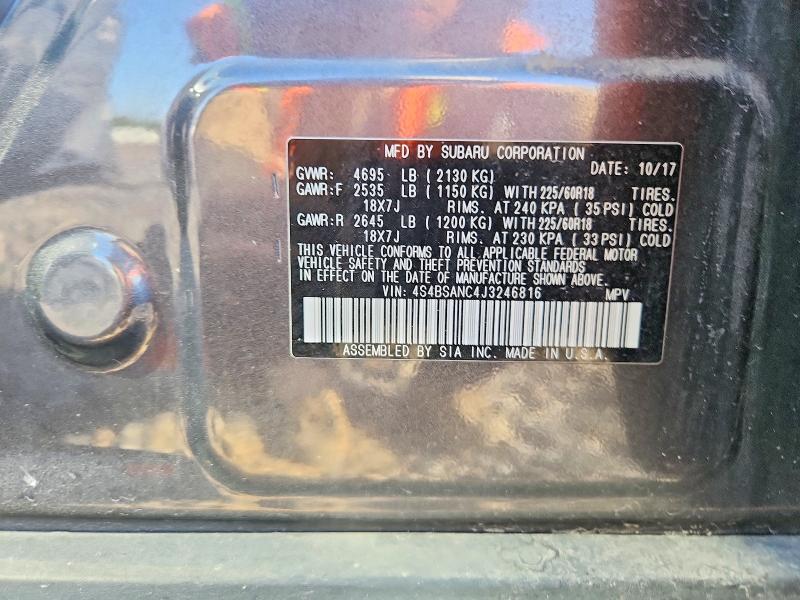 Продажа на аукционе авто 2018 Subaru Outback, vin: 4S4BSANC4J3246816, номер лота: 53326326