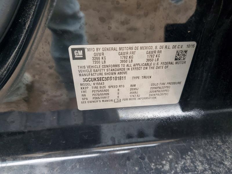 Продаж на аукціоні авто 2016 Chevrolet Silverado, vin: 3GCUKSEC3GG101811, номер лоту: 53913756