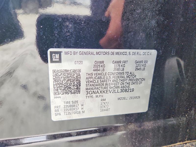 55321346 :رقم المزاد ، 3GNAXKEV2LL308219 vin ، 2020 Chevrolet Equinox مزاد بيع