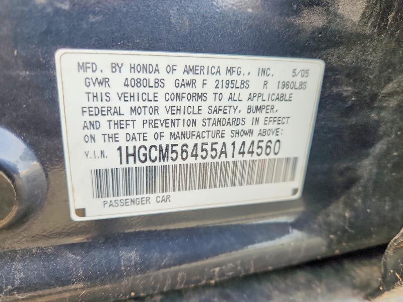 54511616 :رقم المزاد ، 1HGCM56455A144560 vin ، 2005 Honda Accord مزاد بيع