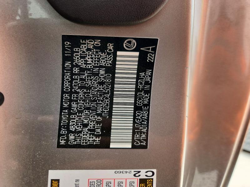 Aukcja sprzedaży 2020 Lexus Rc, vin: JTHDZ5BC4L5021810, numer aukcji: 52458046