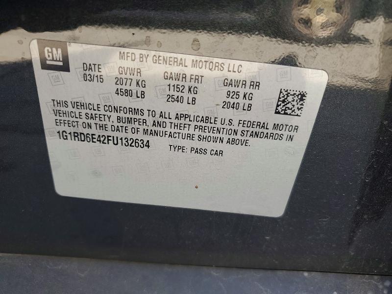2015 Chevrolet Volt მანქანა იყიდება აუქციონზე, vin: 1G1RD6E42FU132634, აუქციონის ნომერი: 55347136