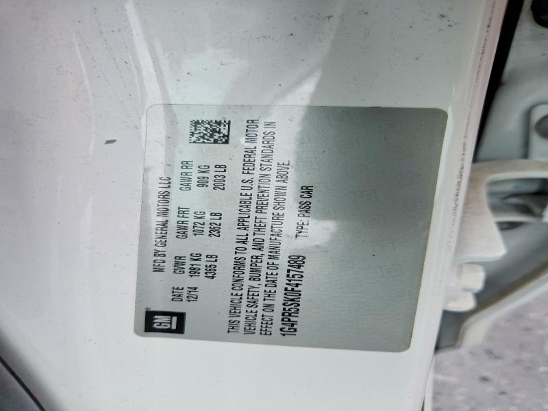 2015 Buick Verano მანქანა იყიდება აუქციონზე, vin: 1G4PR5SK0F4157489, აუქციონის ნომერი: 55525466