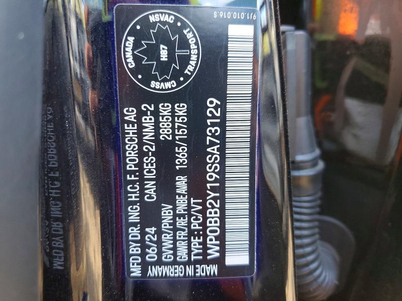 Продажа на аукционе авто 2025 Porsche Taycan, vin: WP0BB2Y19SSA73129, номер лота: 55263286