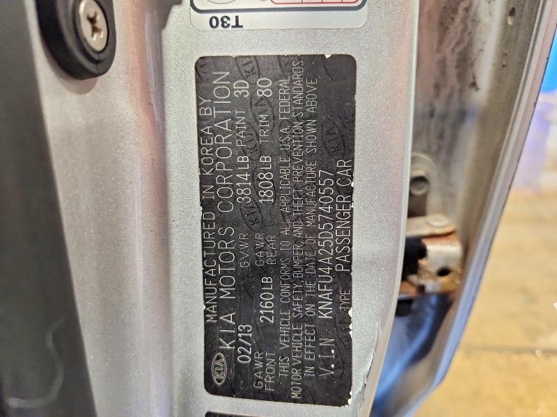 52180036 :رقم المزاد ، KNAFU4A25D5740557 vin ، 2013 Kia Forte مزاد بيع