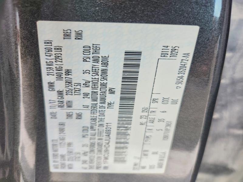 54124536 :رقم المزاد ، 1FMCU9HD4JUA69311 vin ، 2018 Ford Escape مزاد بيع