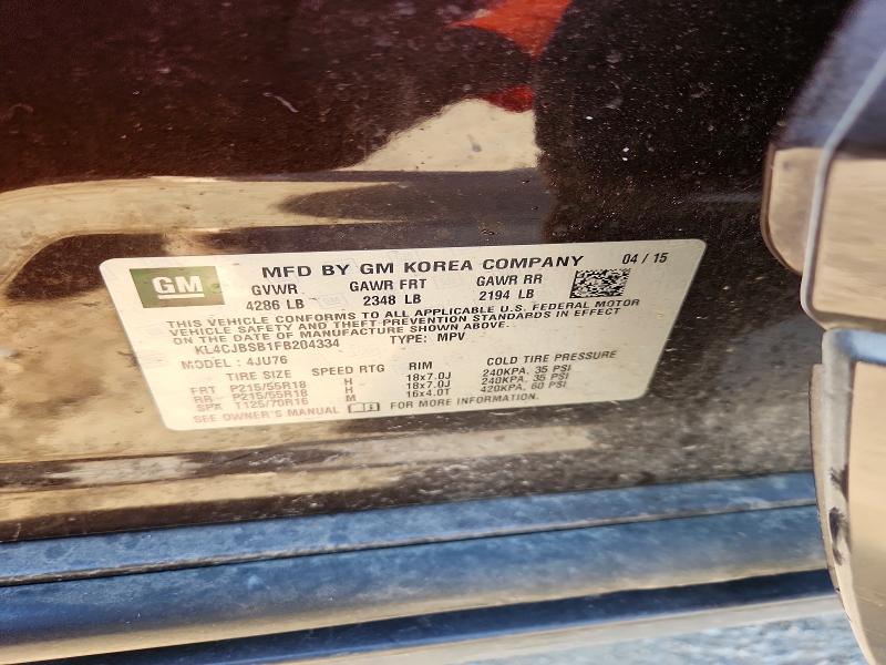 Aukcja sprzedaży 2015 Buick Encore, vin: KL4CJBSB1FB204334, numer aukcji: 54902286