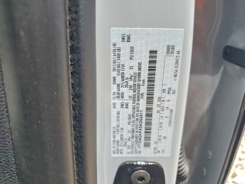 Aukcja sprzedaży 2025 Ford F150, vin: 1FTEW2KPXSKD02011, numer aukcji: 54163466