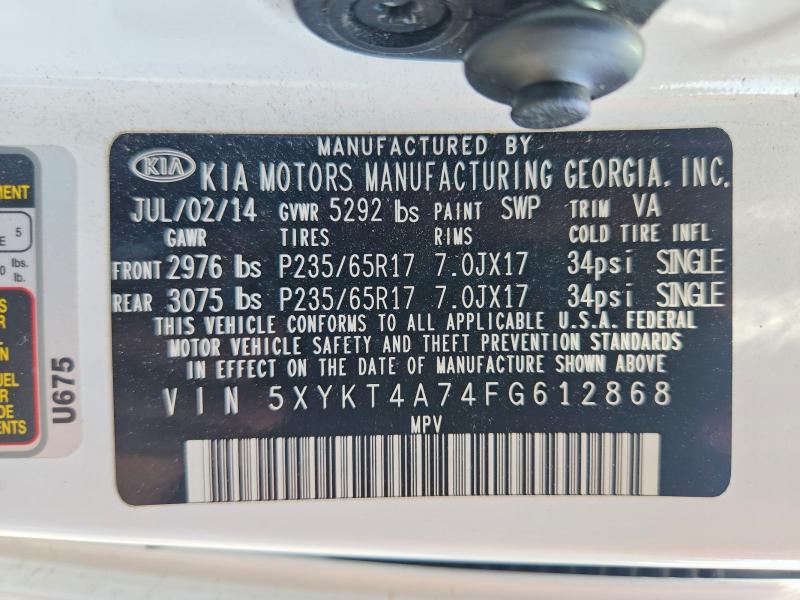 Aukcja sprzedaży 2015 Kia Sorento, vin: 5XYKT4A74FG612868, numer aukcji: 55394876
