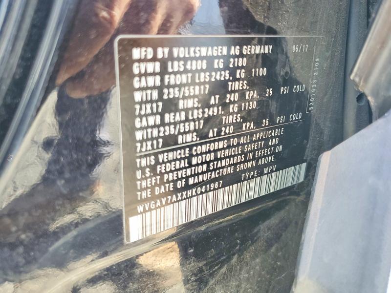 Продажа на аукционе авто 2017 Volkswagen Tiguan, vin: WVGAV7AXXHK041967, номер лота: 53641546