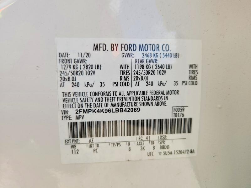 Продажа на аукционе авто 2020 Ford Edge, vin: 2FMPK4K96LBB42069, номер лота: 53714766