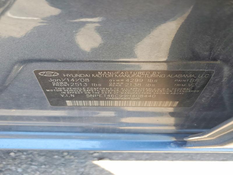 54588856 :رقم المزاد ، 5NPET46C99H408440 vin ، 2009 Hyundai Sonata مزاد بيع