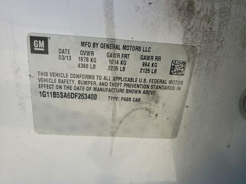 52781626 :رقم المزاد ، 1G11B5SA6DF263400 vin ، 2013 Chevrolet Malibu مزاد بيع