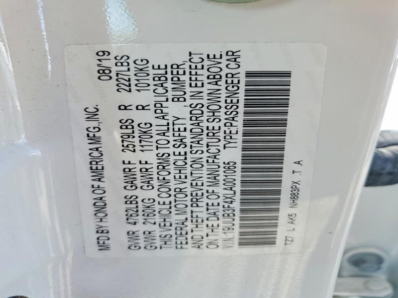 52595276 :رقم المزاد ، 19UUB3F4XLA001065 vin ، 2020 Acura Tlx مزاد بيع