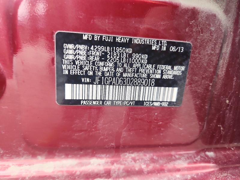 Aukcja sprzedaży 2013 Subaru Impreza, vin: JF1GPAD63D2889018, numer aukcji: 55165926