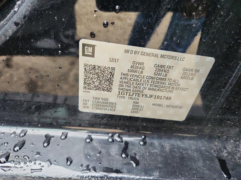 Aukcja sprzedaży 2018 Gmc Sierra, vin: 1GT12TEY5JF191749, numer aukcji: 60044936
