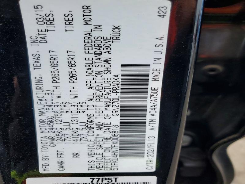 54527666 :رقم المزاد ، 5TFKU4HN7FX006818 vin ، 2015 Toyota Tacoma مزاد بيع