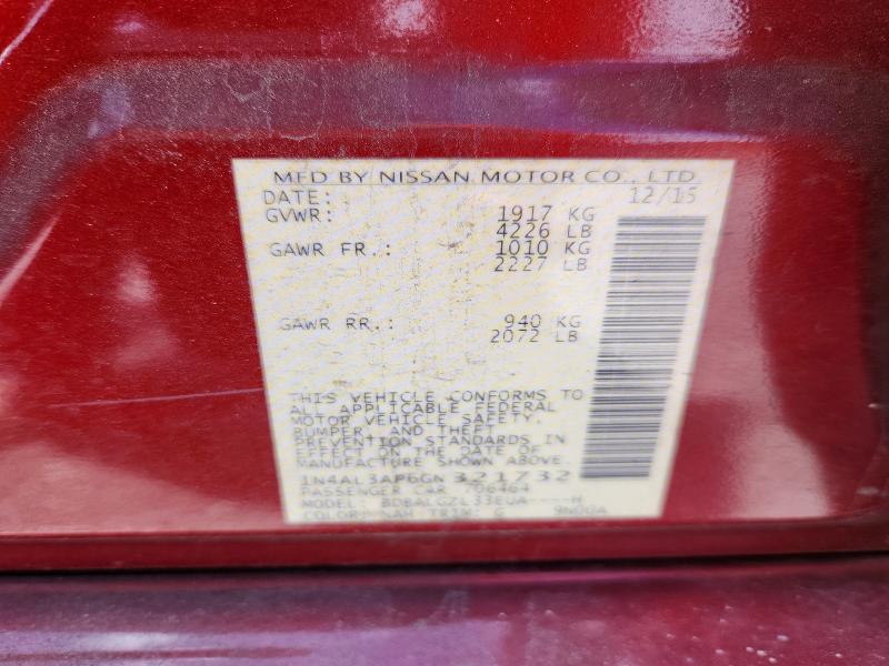53753696 :رقم المزاد ، 1N4AL3AP6GN321732 vin ، 2016 Nissan Altima مزاد بيع