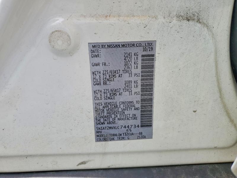 Продаж на аукціоні авто 2020 Nissan Rogue, vin: 5N1AT2MVXLC744734, номер лоту: 54950166