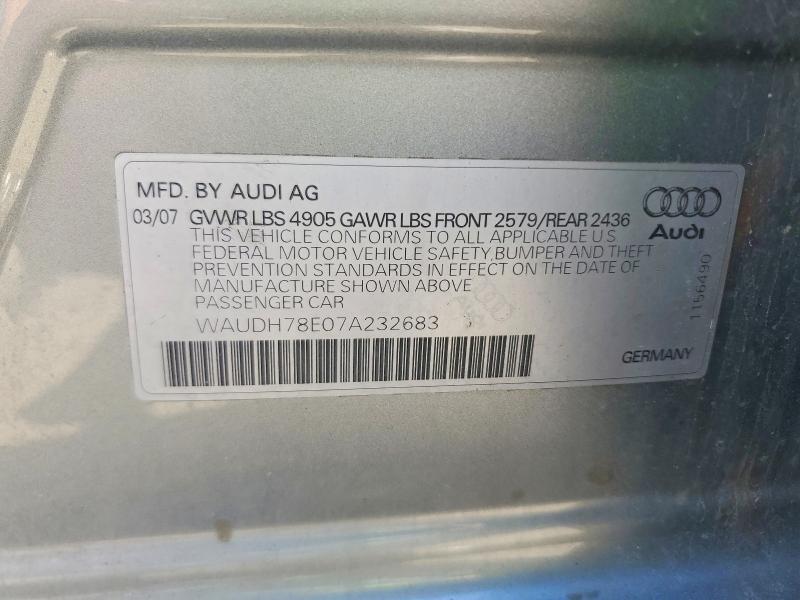 Продажа на аукционе авто 2007 Audi A4, vin: WAUDH78E07A232683, номер лота: 52009916