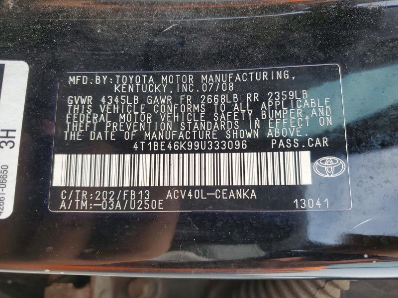 Aukcja sprzedaży 2009 Toyota Camry, vin: 4T1BE46K99U333096, numer aukcji: 54962476