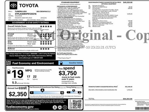 Aukcja sprzedaży 2023 Toyota Tundra, vin: 5TFLA5DB1PX120216, numer aukcji: 54929606
