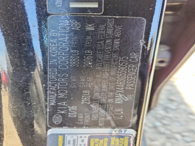 53912546 :رقم المزاد ، KNAFX4A63G5590575 vin ، 2016 Kia Forte مزاد بيع