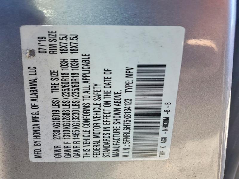 Auction sale of the 2019 Honda Odyssey, vin: 5FNRL6H75KB134123, lot number: 52048526