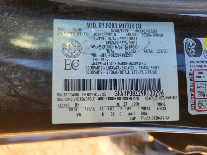 Aukcja sprzedaży 2009 Ford Fusion, vin: 3FAHP08Z29R133296, numer aukcji: 46778056