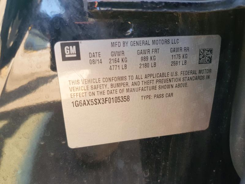 2015 Cadillac Cts მანქანა იყიდება აუქციონზე, vin: 1G6AX5SX3F0105358, აუქციონის ნომერი: 53809306