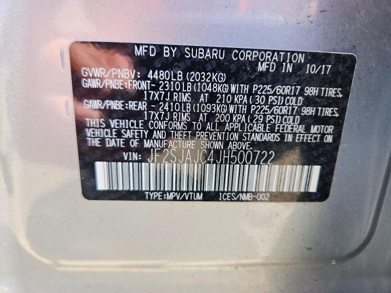 Продажа на аукционе авто 2018 Subaru Forester, vin: JF2SJAJC4JH500722, номер лота: 53558176