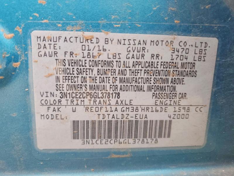 Aukcja sprzedaży 2016 Nissan Versa Note, vin: 3N1CE2CP6GL378178, numer aukcji: 55573796