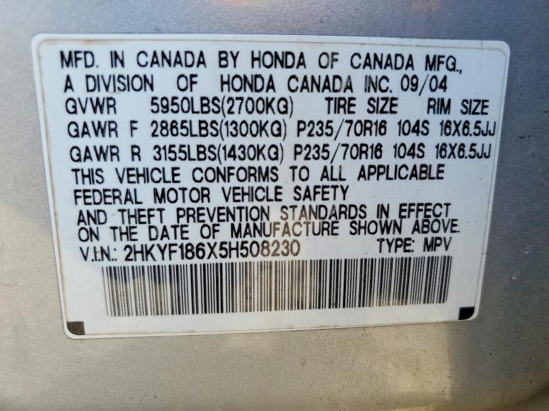 Продажа на аукционе авто 2005 Honda Pilot, vin: 2HKYF186X5H508230, номер лота: 52319256