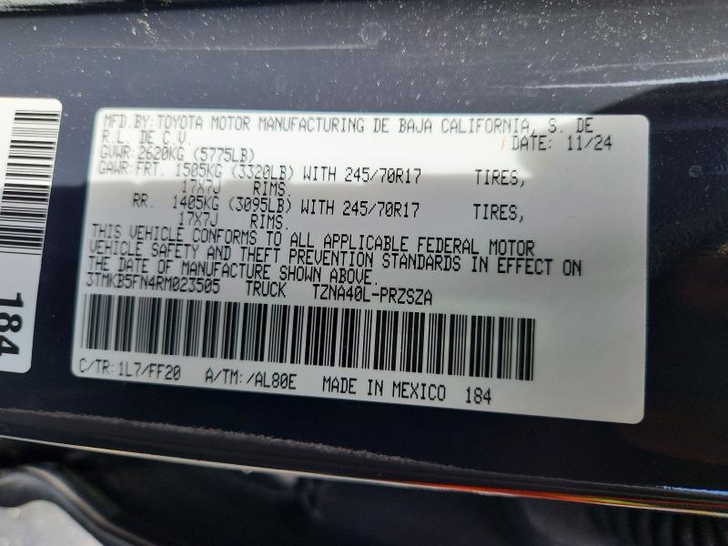 Продажа на аукционе авто 2024 Toyota Tacoma, vin: 3TMKB5FN4RM023505, номер лота: 54554016