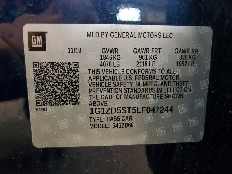 Aukcja sprzedaży 2020 Chevrolet Malibu, vin: 1G1ZD5ST5LF047244, numer aukcji: 52288896