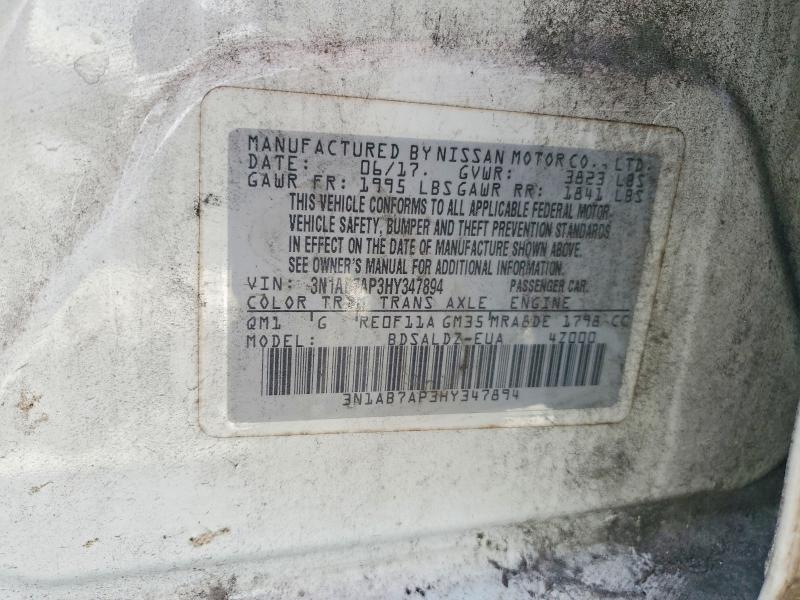 51972036 :رقم المزاد ، 3N1AB7AP3HY347894 vin ، 2017 Nissan Sentra مزاد بيع