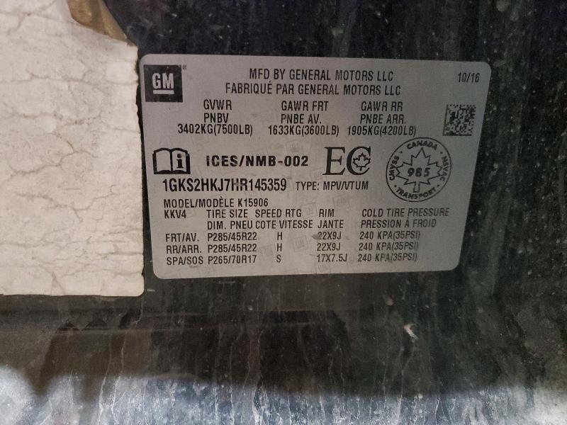 Продаж на аукціоні авто 2017 Gmc Yukon Xl, vin: 1GKS2HKJ7HR145359, номер лоту: 53505336