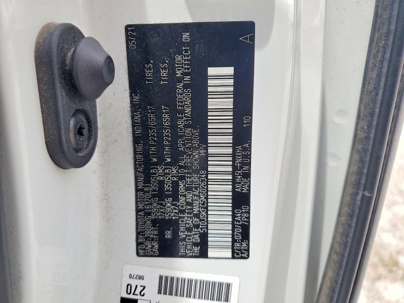 Продаж на аукціоні авто 2021 Toyota Sienna, vin: 5TDJSKFC5MS026348, номер лоту: 54429876