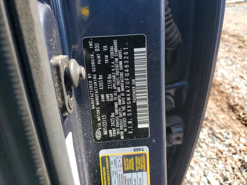 2015 Kia Optima მანქანა იყიდება აუქციონზე, vin: 5XXGM4A70FG483261, აუქციონის ნომერი: 51880096