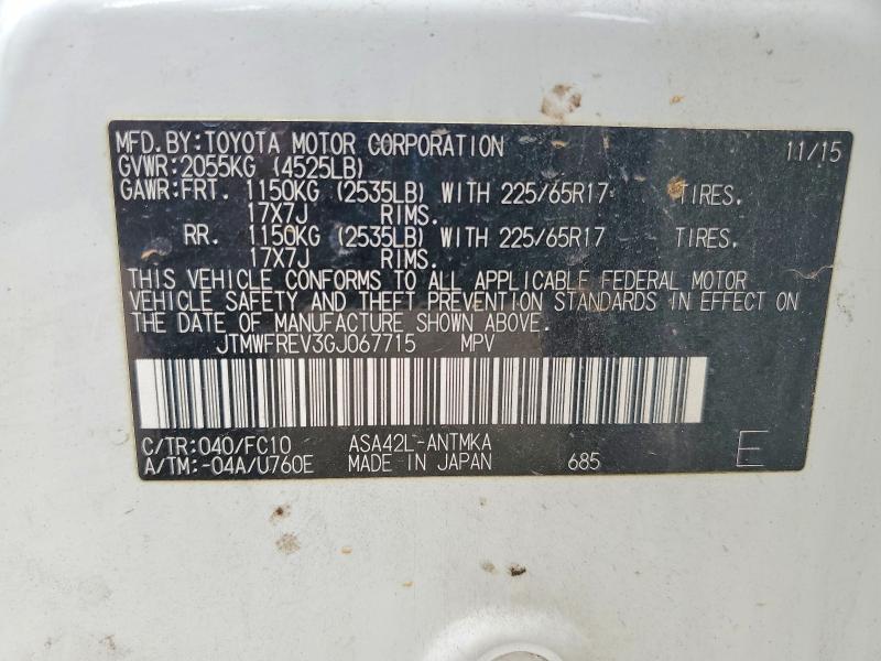 52007346 :رقم المزاد ، JTMWFREV3GJ067715 vin ، 2016 Toyota Rav4 مزاد بيع