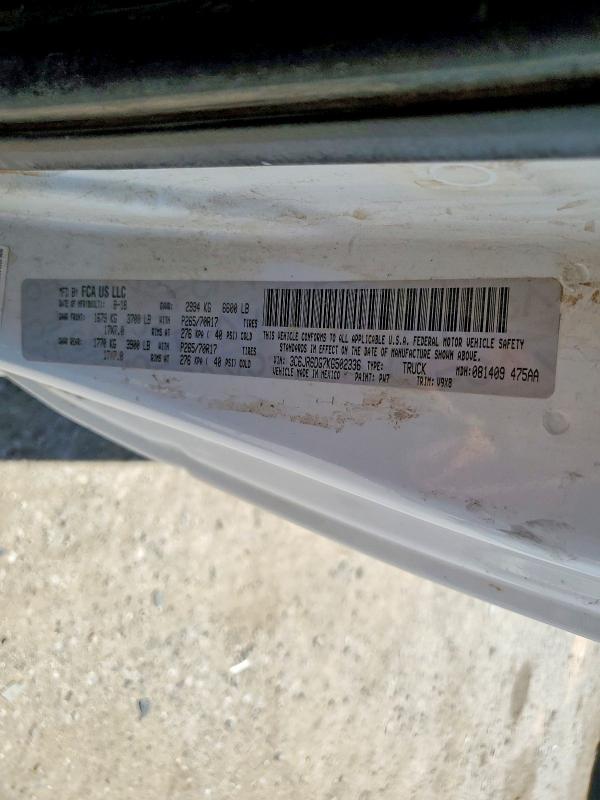 2019 Ram 1500 Classic მანქანა იყიდება აუქციონზე, vin: 3C6JR6DG7KG502336, აუქციონის ნომერი: 53737396